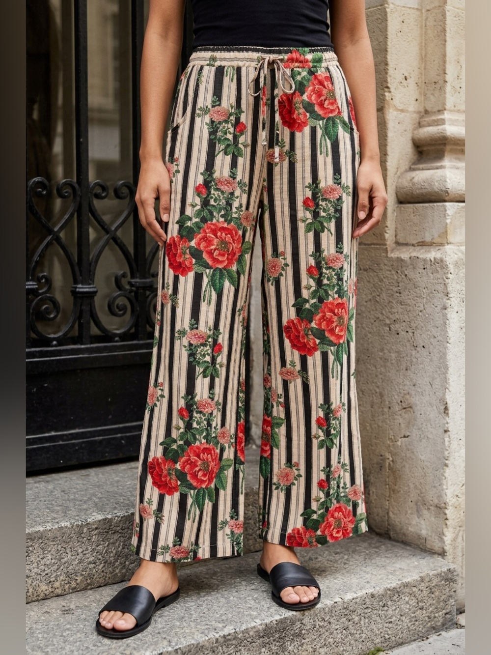 Jaded Gypsy Star Dreamer Rose Wide Leg Pants